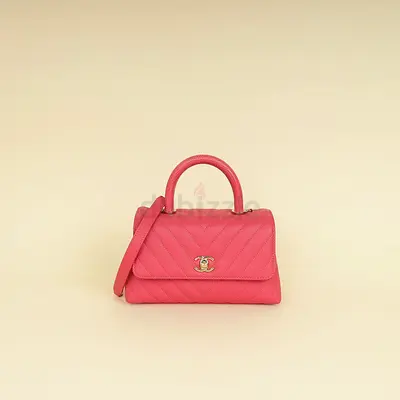 Authentic Chanel Pink Coco Handle Small Bag