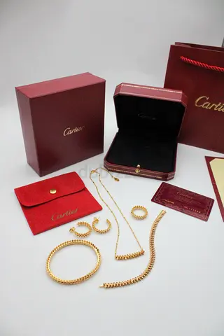 Cartier Gold Bracelet, Necklace and Earrings Set with Original Boxes