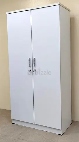White 2-Door Wardrobe with Locks — Good Condition