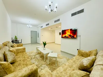 Two-bedroom apartment with a living room for monthly rent, fully furnished with new furniture, in excellent condition and ready for immediate occupanc