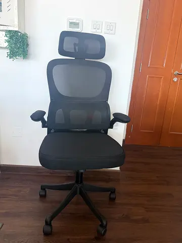 Office mesh chair with headrest and lumbar support