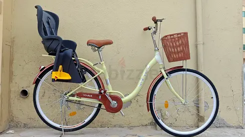 Brand-new cruiser bicycle + baby seat, FREE DELIVERY with basket, soft adjustable saddle