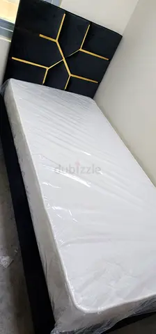Brand New Single bed with upholstered headboard and mattress -
