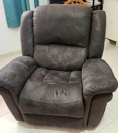 Comfortable Single Rocking Recliner Armchair - Dark Grey Suede Finish