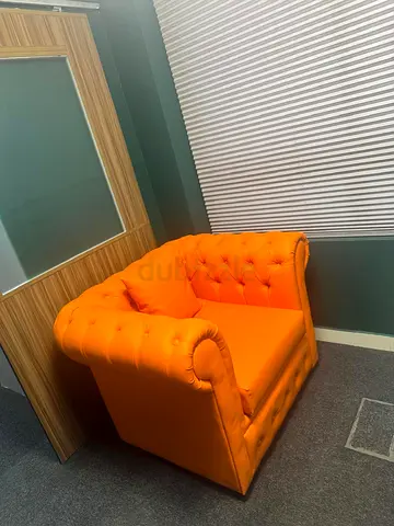 Orange Chesterfield Tufted Armchair