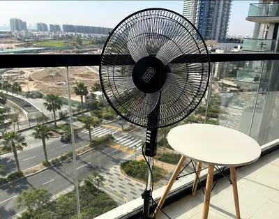 Black pedestal standing fan - excellent condition