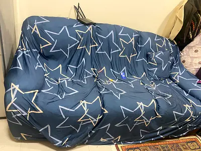 3-Seater Fabric Sofa with Star-Print Slipcover - Good Condition