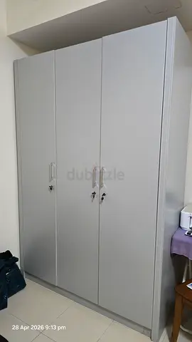 Simple White 3-Door Wardrobe - Good Condition