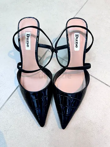 Black Dune London Pointed Toe Strappy Heels, Size 37