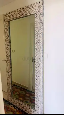 Full-Length Decorative Wall Mirror with Inlaid Pattern Frame