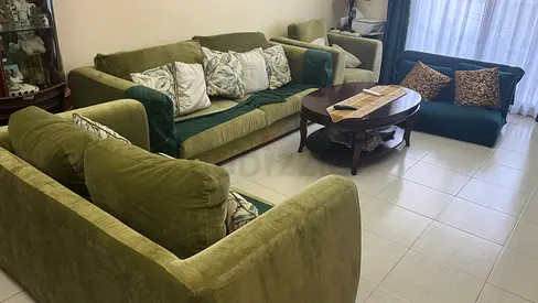 Green Velvet Sofa Set with Cushions