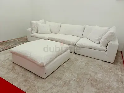Marina home luscious linen cloud feather 🪶 filled modular sofa with ottoman