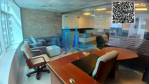 For sale in cash a fully furnished and equipped divided office in the Horizon Towers, freehold ownership, in the Emirate of Ajman.
