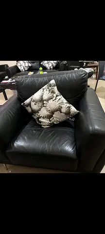 Black Leather Armchair - Comfortable Single Seater