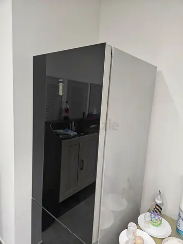 Black glass Door Refrigerator in Good Condition