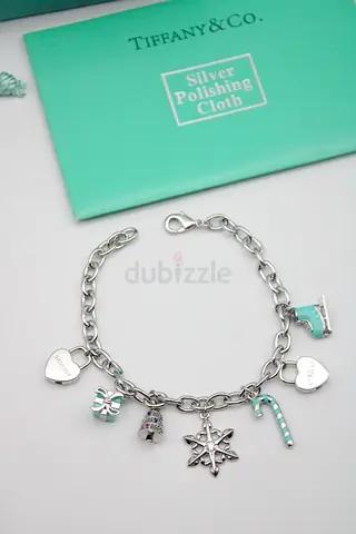 Tiffany  Co. Sterling Silver Charm Bracelet with Original Box and Pouch