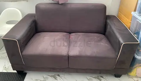 2-seater brown velvet sofa
