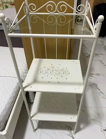 White Metal 3-Tier Shelving Unit - Decorative and Compact