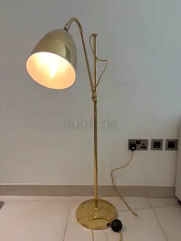 Gold Adjustable Floor Lamp with Curved Arm