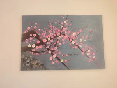 Hand-painted Cherry Blossom Canvas Painting
