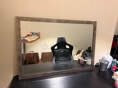 Large Rectangular Wall Mirror with Textured Bronze Frame