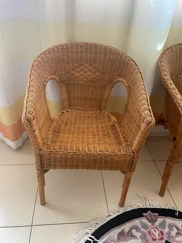 Wicker Rattan Armchairs — Light Natural Finish