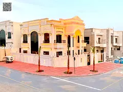 Corner villa with classic design for sale in Ajman | Al Helio 2 area | 5 bedrooms, majlis and 2 hall