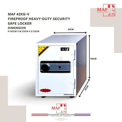 MAF 42KG-V Fireproof Heavy-Duty Security Safe Locker - 50x33x32cm