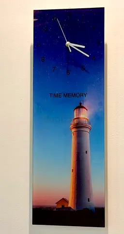 OFFER! Cute Glass Wall Clock with Lighthouse Coastal Style Starry Sky Rectangle Shape