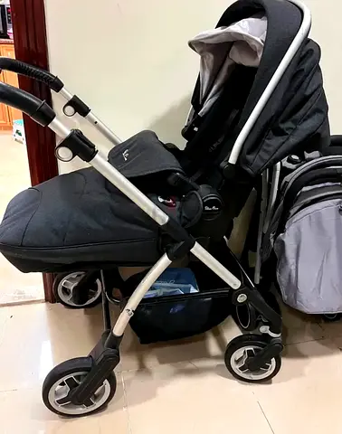 Silver creoss Reversible Baby Stroller with Carrycot and Storage Basket