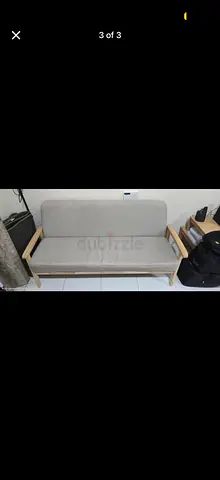 Simple Wooden Frame Sofa / 2-Seater Couch in Light Grey