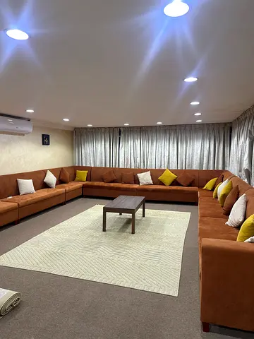 Large L-shaped Brown Velvet Sofa with Cushions