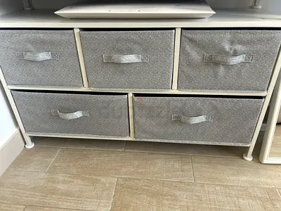Small White Storage Unit with 5 Fabric Drawers 2 units 100 AED !! Last price