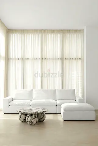 Home KOD brand Orvella Off White 3 Seater with Ottoman