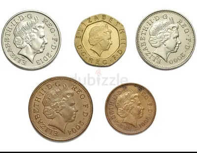 England UK Collection of Vintage Queen Elizabeth English Coins