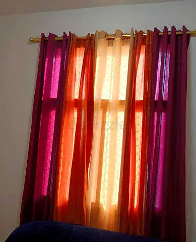 Multicolor Curtains + Golden Brown Curtain Set (2 Pieces) - Excellent Condition