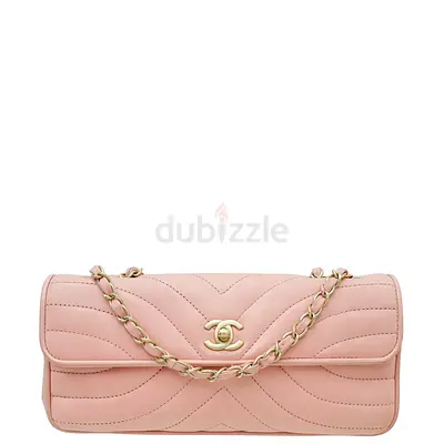 Authentic Chanel Pink East West Flap Bag