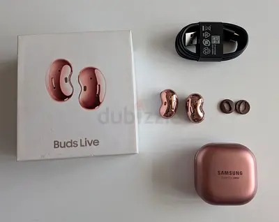 Samsung Galaxy Buds Live (Mystic Bronze) with Case and Accessories - Good Condition