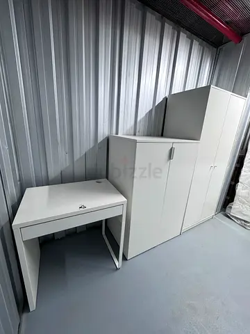 White freestanding wardrobe / storage cupboard  working table - good condition - Immediate selling