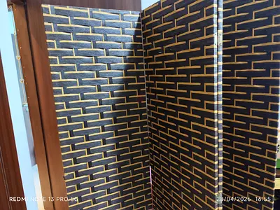 Folding room divider / screen - black and gold pattern