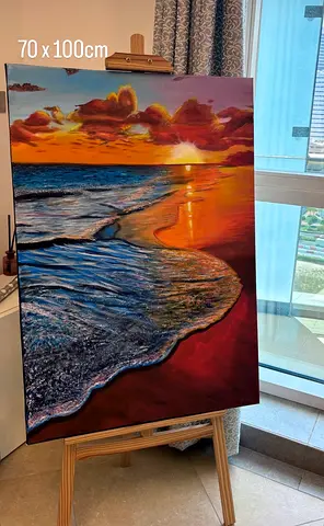 Original Seascape Painting on Canvas, 70 x 100 cm