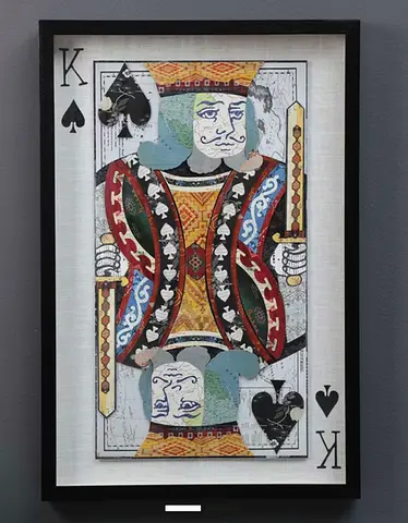 Framed King of Spades / Queen of Hearts Playing Card Art Print / collage