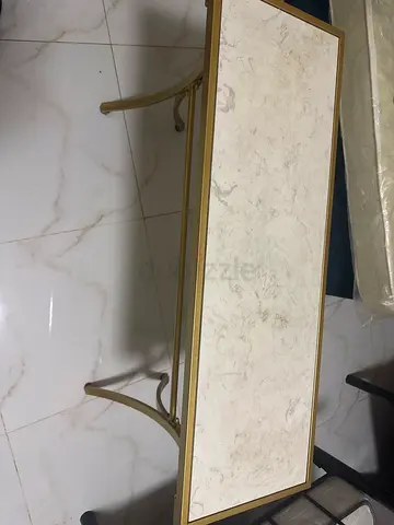Gold Frame Marble-Top Console Table - Narrow Hallway Accent