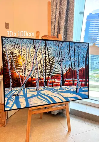 Original Winter Birch Forest Painting on Canvas (70 x 100 cm)