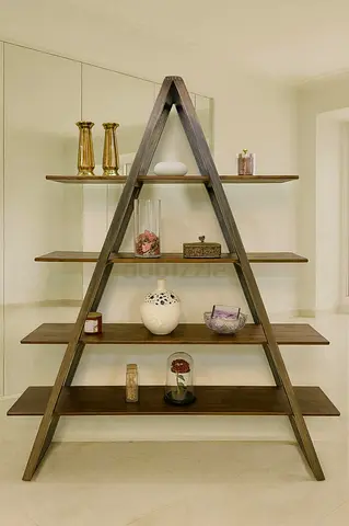 A- Frame Wooden Bookshelf/ Display Rack With Iron Frame