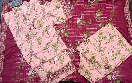 Pink floral womens salwar kameez set with duppta