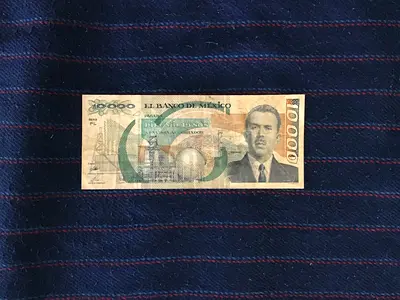 RARE VINTAGE 1989 MEXICO 10000 PESOS BANKNOTE