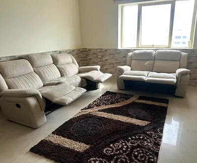 Beige reclining sofa set (3+2+1)