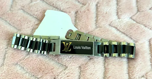 Louis Vuitton stainless steel bracelet strap with LV clasp (authenticity unverified)