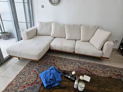 West Elm L Shape Sofa Beige Excellent Condition